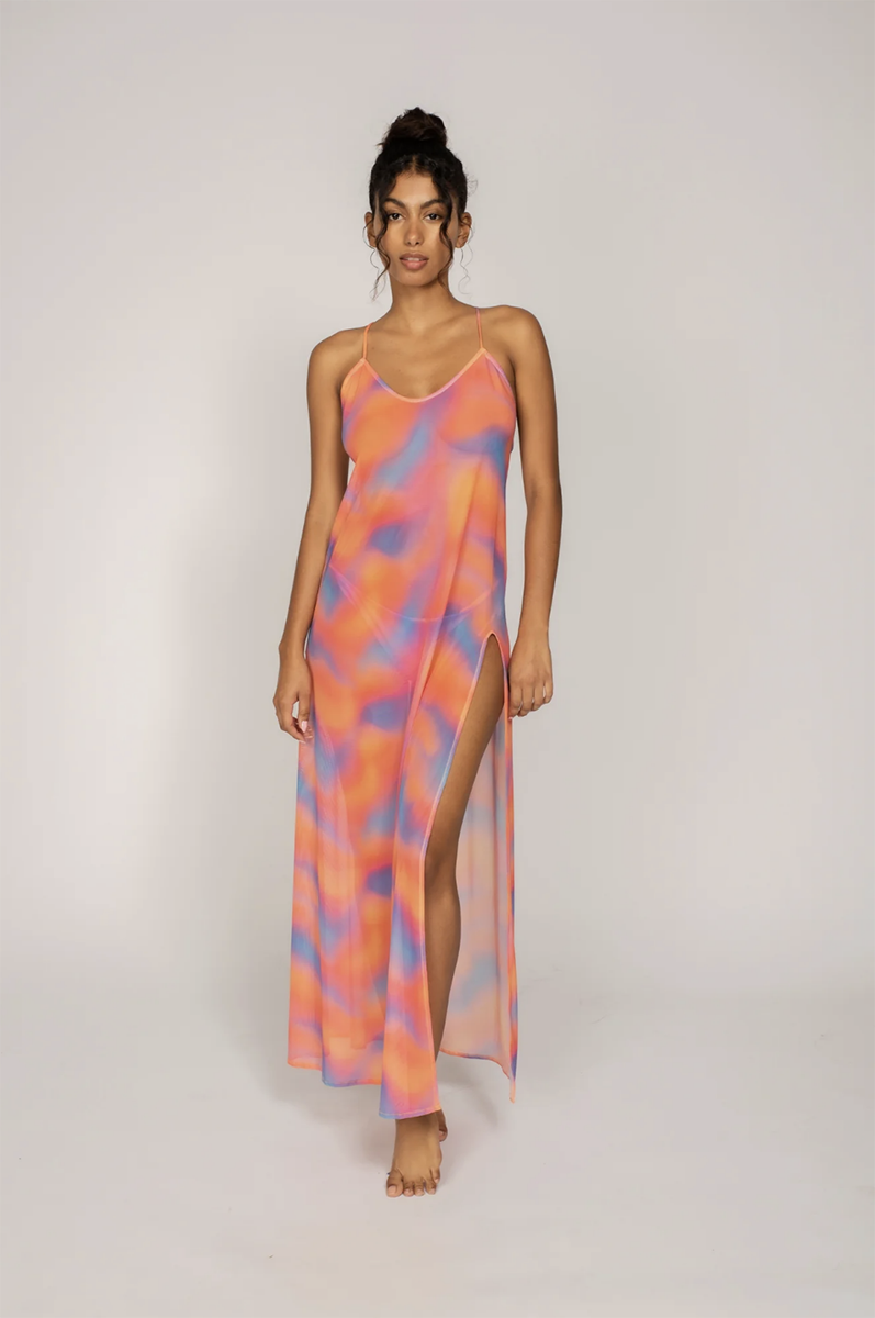 Vibrant Mesh Beach Dress